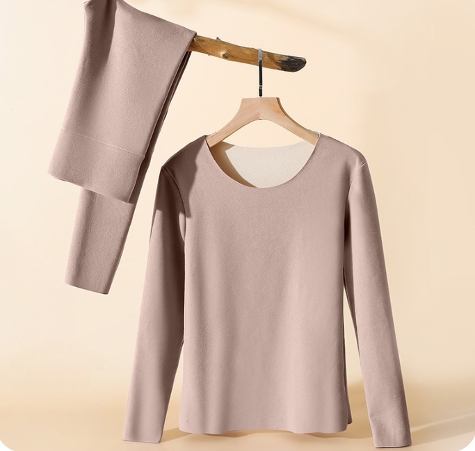 Plus Size Thermal Underwears Fleece  Crew Neck Slim Thermal Underwears